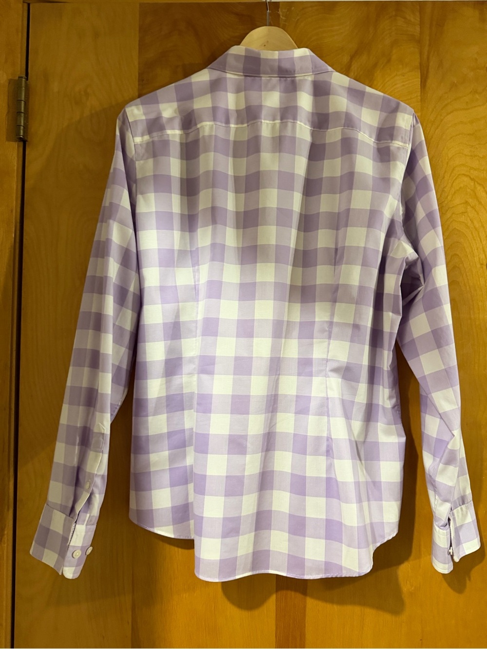 Chaps Women’s Lavender and White Gingham Button-Down Shirt - Picture 3 of 4